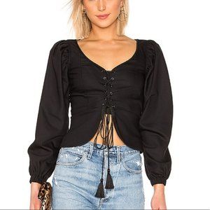 L'Academie | The Lauren Black Corset Blouse